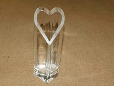 HEART SHAPED GLASS ART VASE 8 1/2 TALL 3" ROUND