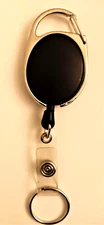 Vintage Key-Bak Retractable Keychain Silver-Black Color 2in. Long Case