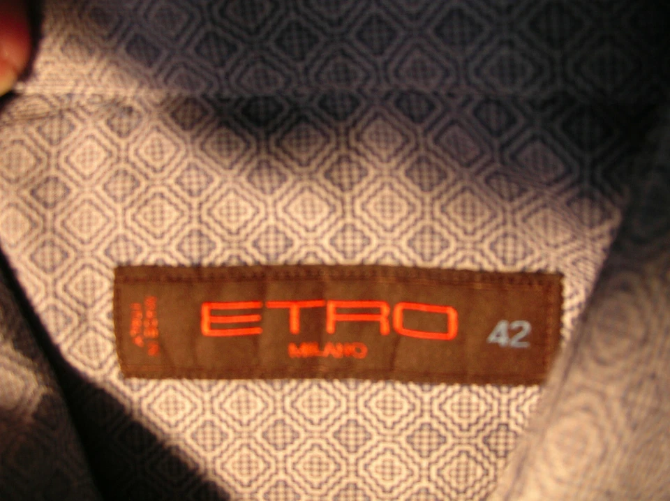 Camisa de vestir estampado azul Etro hecha en Italia 16 1/2 - 16 3/4 x 35 (S41) Foto 4 de 4