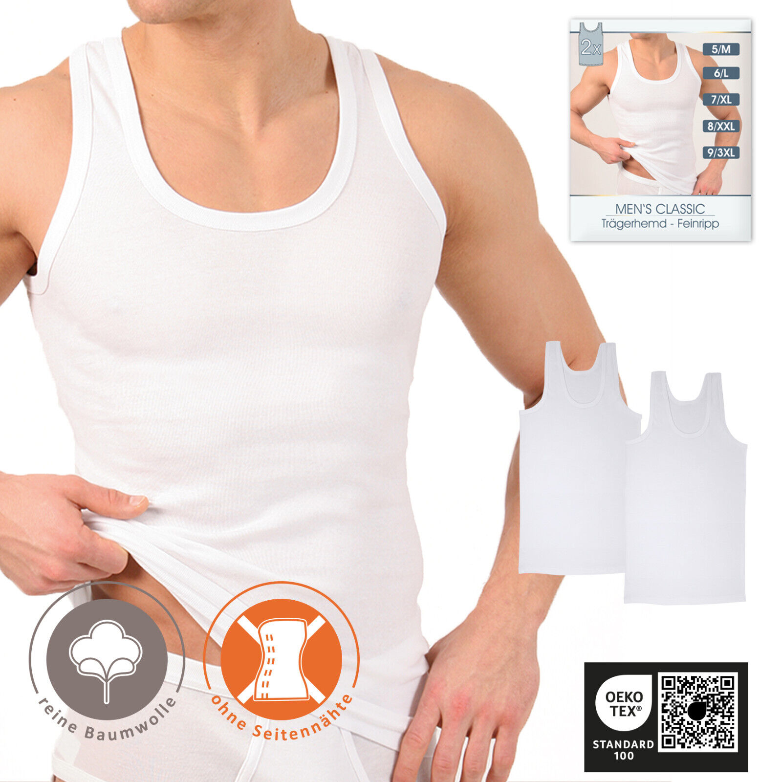 Herren Unterhemden 4-6-10 Pack Achselhemd weiß Feinripp Baumwolle Gr. M -  6XL | eBay