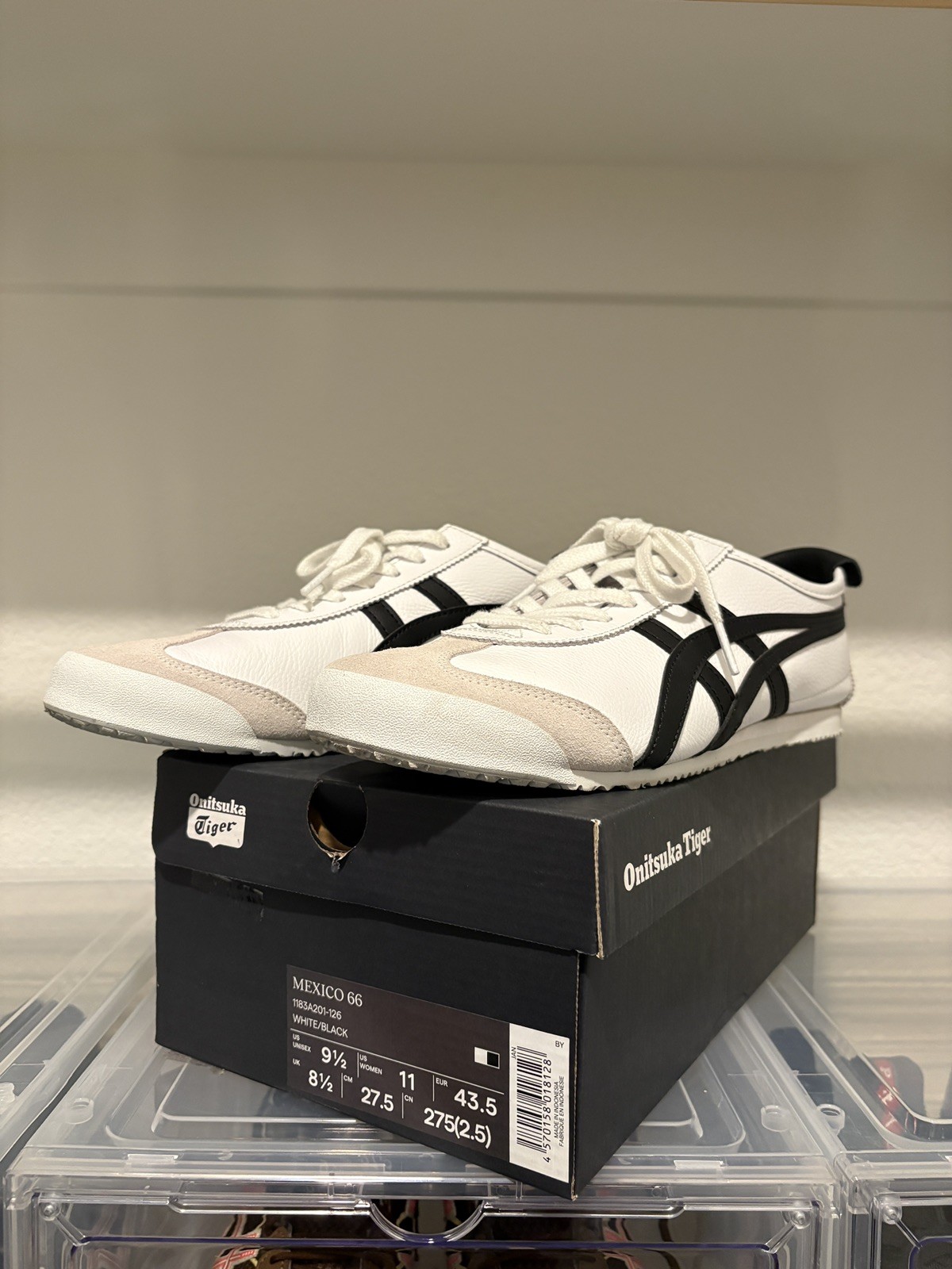 Onitsuka Tiger MEXICO 66 1183A201 126 WHITE BLACK Size 9.5 Men