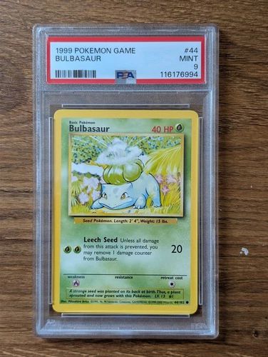 1999 Pokemon Game Base PSA 9 Bulbasaur #44 WOTC UNLIMITED FRESH GRADE SLAB MINT