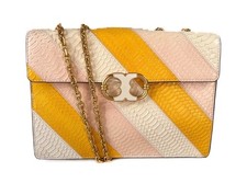 Tori Burch Gemini Link Snakeskin Medium Shoulder Bag