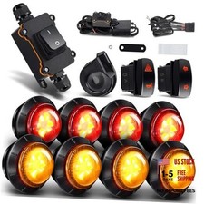UTV Turn Signal Kit with 110D Horn Plug and Play ATV 8 LED Lights Amber Red