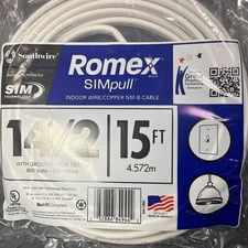 Electrical Romex SimPull 15 ft. 14/2  Indoor Wire/Copper NM-B Cable