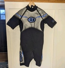 BARE 2/2mm Plazma Shorty Wetsuit Mens XL Black Blue Back Zip Surf Suit Paddle