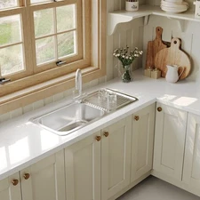 Naiture 38" Drop-In Stainless Steel Kitchen Sink, Single Bowl with Drainboard