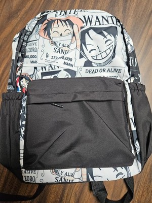 Brand New One Piece Backpack Black and White Luffy Wanted Posters Otaku Brand
