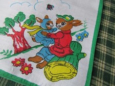 Vintage Retro Taschentuch Taschentuch Kinder Kind Kids R250 Hasen