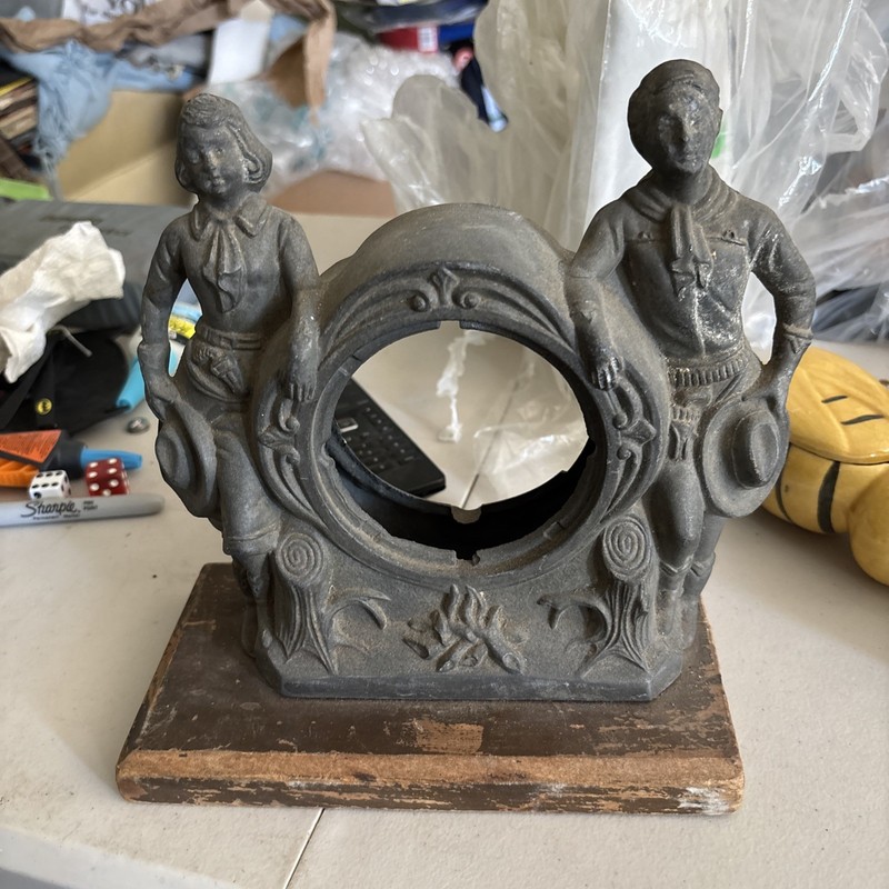 Vintage Cowboy And Cowgirl Clock Holder