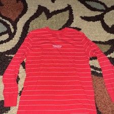 Supreme Red White Striped Cotton Knit Crew Ne...