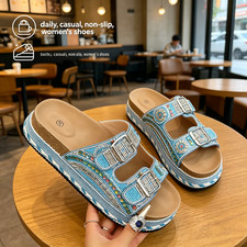 Beach Walking Sandals Women, Cork Footbed Arch Support Comfort Slides
