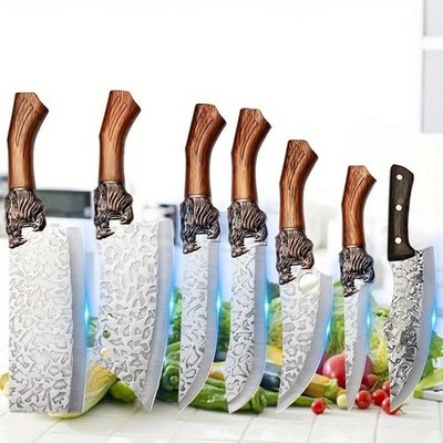 Handmade HAND FORGED DAMASCUS STEEL CHEF KNIFE Set Kitchen Knives