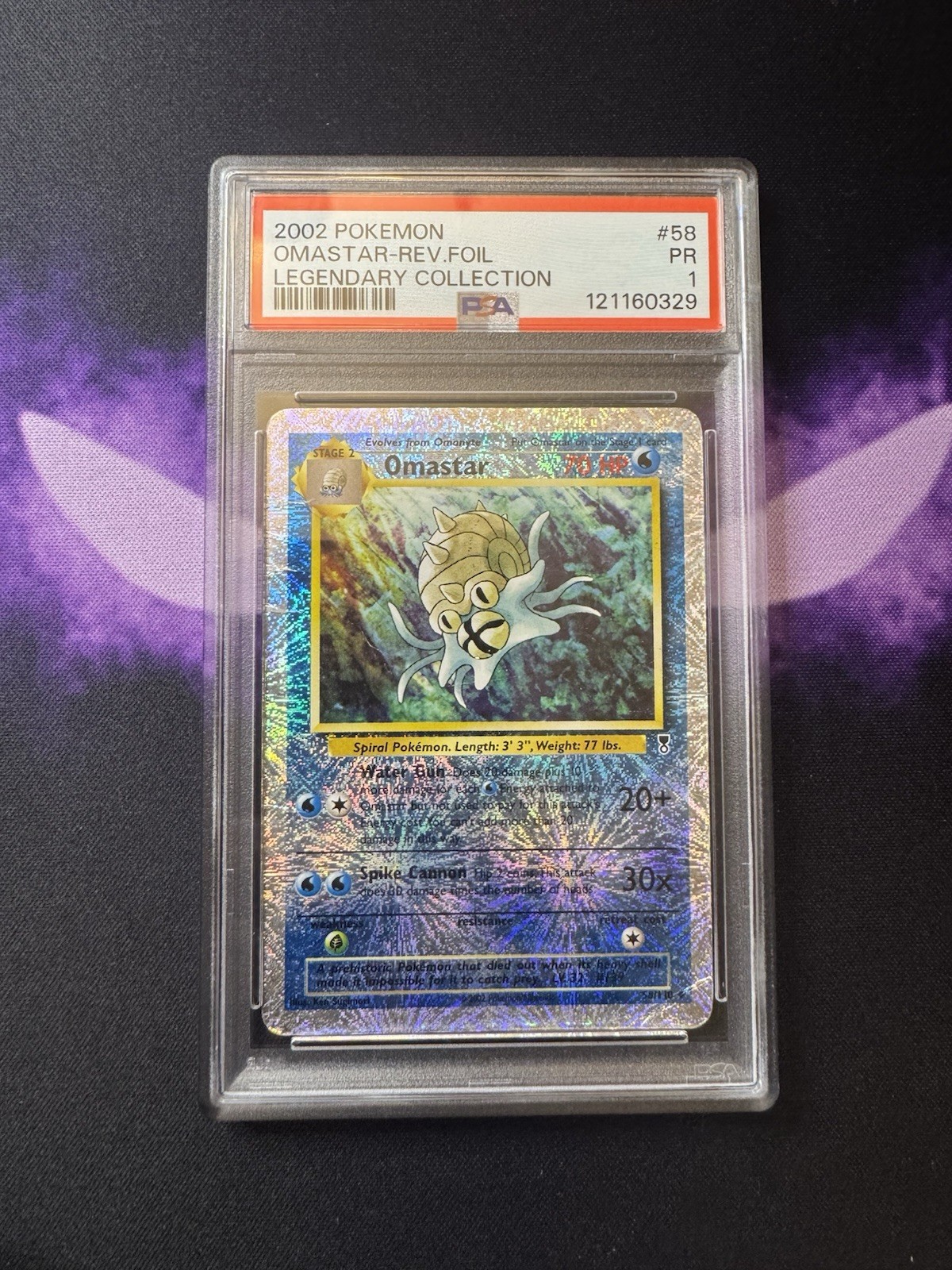 2002 Pokemon Legendary Collection #58 Omastar Reverse Foil Holo PSA 1 POP 8