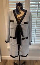 Tuckernuck Pomander Place Boucle Dress With Bow And Gold Button Detailing. Large