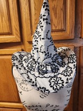 Bespoke Witch Hat Lined OOAK Black  White Eyelet  Black Satin Lining Wire Brim