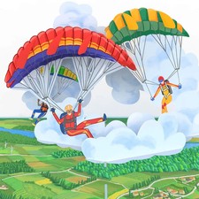 3D POP UP Klappkarte *Paragliding* Fallschirmspringer Tandemflug Gutschein