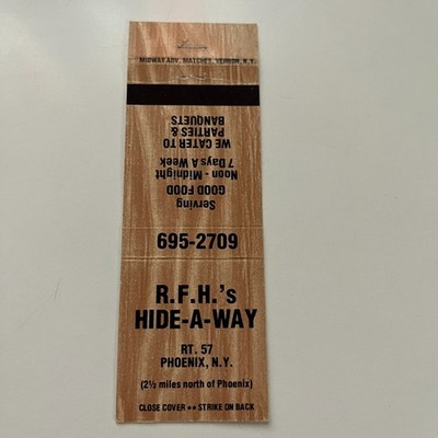 R. F. H.'s Hide-A-Way Phoenix NY Vintage Matchbook Cover TMB30-4