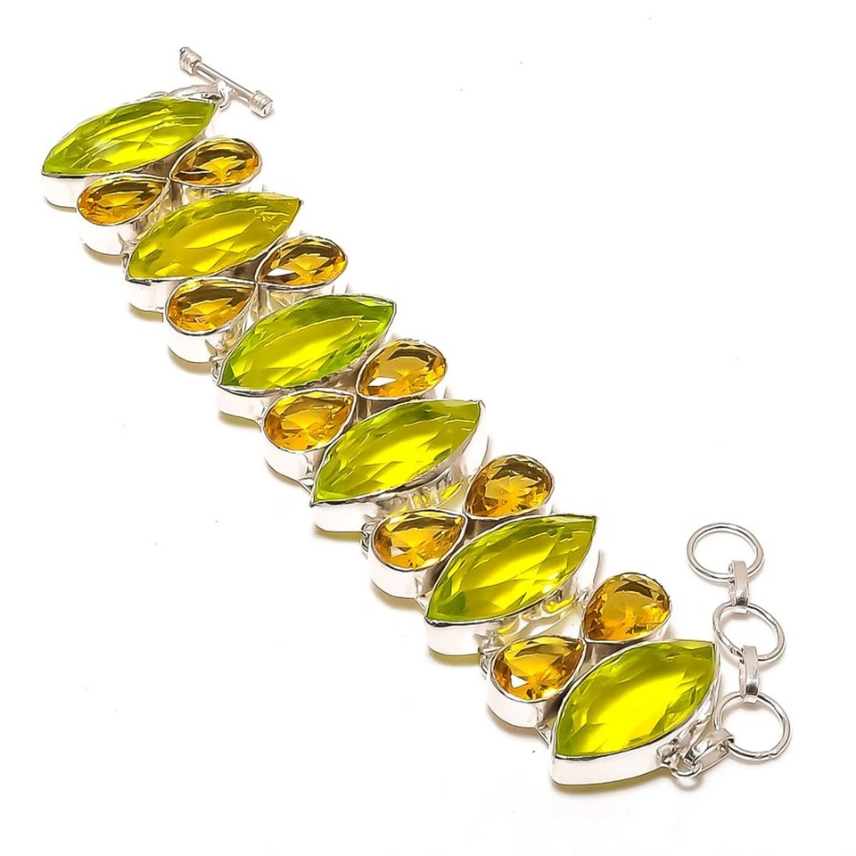 Zitronenquarz Edelstein Armband Handarbeit verstellbar Kette Statement Schmuck 8"