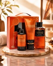 Bath Body Works Mahogany Teakwood Men's Body Spray Body Wash Cream GIFT SET