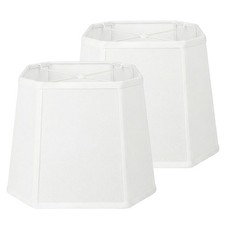 White Square Cut Corner Lamp Shades Set of 2, 9.45"  12"  9.45" Medium Fabr...