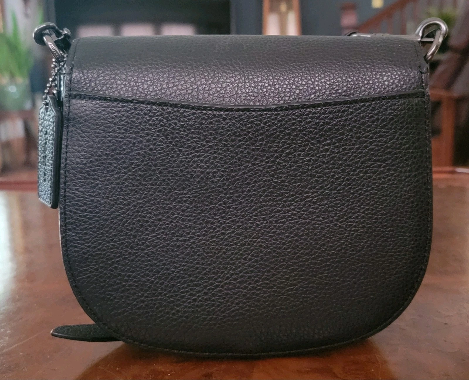 Borsa da sella Coach CG470 Morgan in raffinata pelle goffrata ciottoli e serpenti NERA