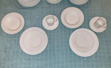 Two 5-piece Place Settings, Embossed Pearl , White Porcelain, NEW 10 items