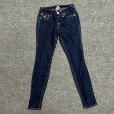 True Religion Jeans Womens Size 27 Dark Wash Skinny Made in USA Contrast Stitch