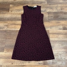 LOFT 00 Petite A-Line Dress Purple Black Cheetah Print Office Career Back Zip