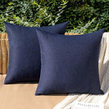 Pack of 2 Decorative Outdoor Solid Waterproof Throw Pillow Covers Faux Linen Gar