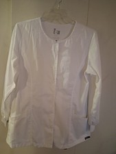 ICU Barco Women  s White Warm Up Jacket Cotton Blend Snap Front LGE 22W X 29L