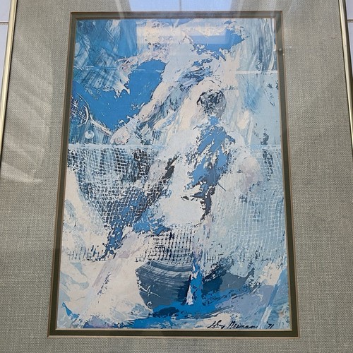 Vintage 1971 Leroy Neiman Singles Tennis Lithograph Framed Matted MCM 70s - Picture 3 of 6