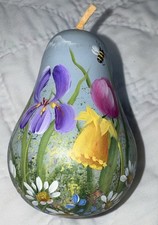 Hand-painted Beautiful Decorative Pear Floral Bee Signed S. Fryer  08 Spring