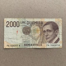 Italy 2000 LIRE 1990 Banknote MARCONI Currency Radio Italian Paper Money Note