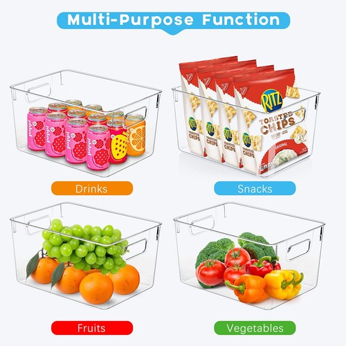 Clear Plastic Storage Bins - Set of 6 Kitchen Organization and Storage, Pantr... - Picture 3 of 7