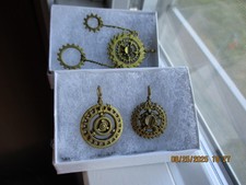 Handmade steampunk gold-toned gear pendants  Set of 3  3