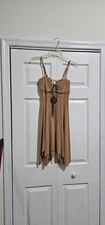 Vintage Y2k Beige La Belle Boho Dress Size Small Sleeveless Tribal Necklace