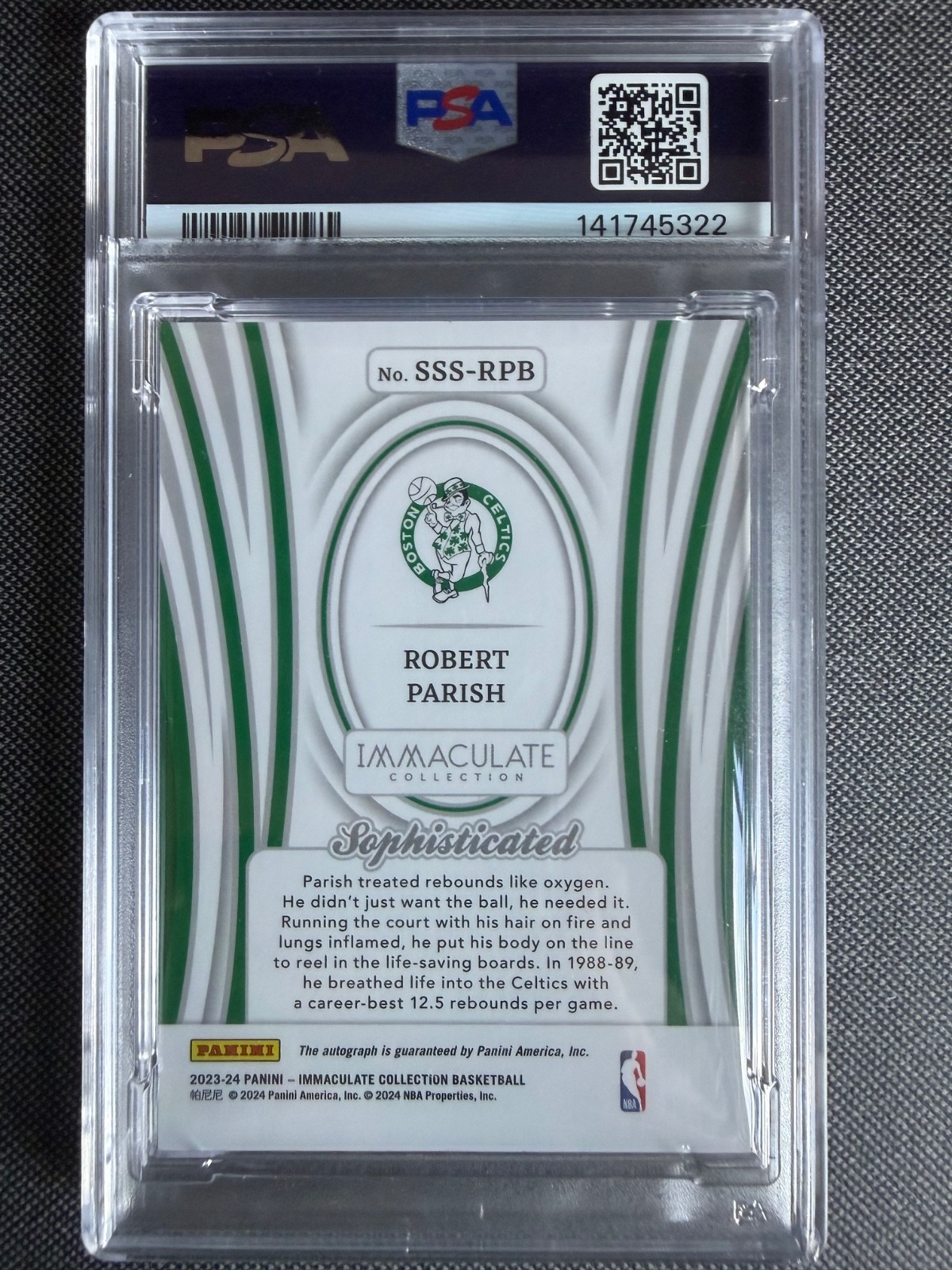 Robert Parish 2023 Immaculate #RPB Sophisticated Signature AUTO PSA 8 HOF view 2