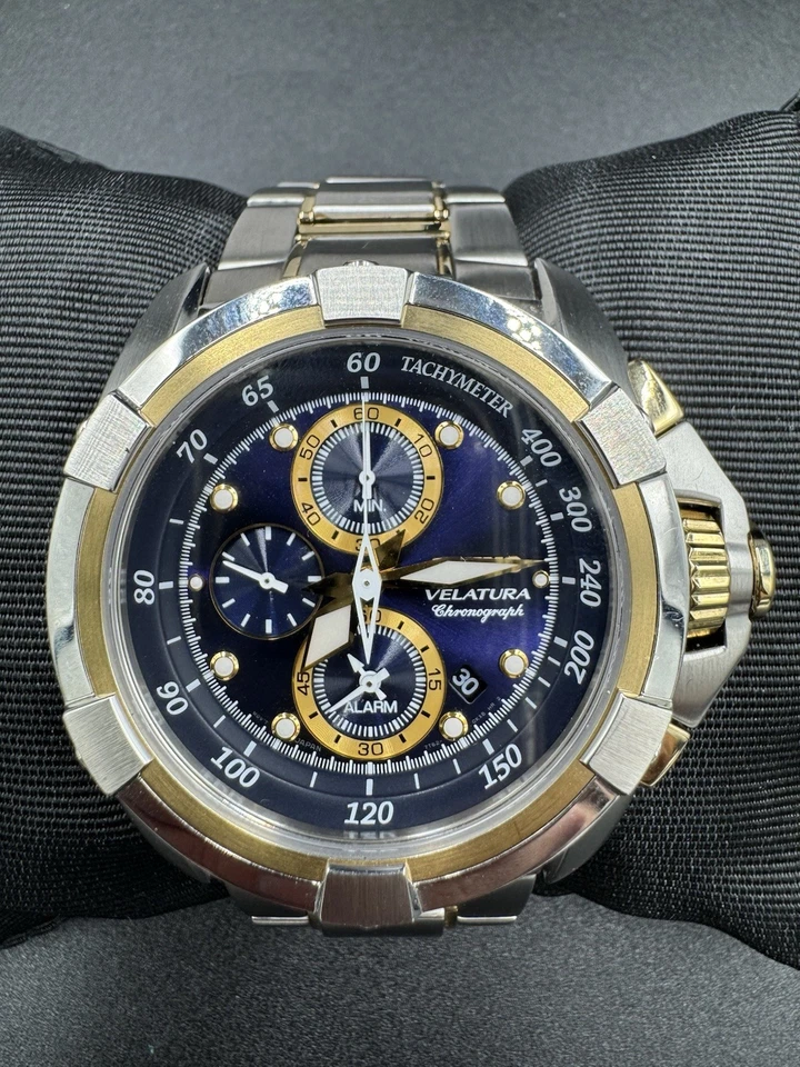 Seiko Velatura SNDX99 Chronograph Blue Dial Quartz Watch w/ Box Papers 7T62-0HD0 - Image 2 of 4