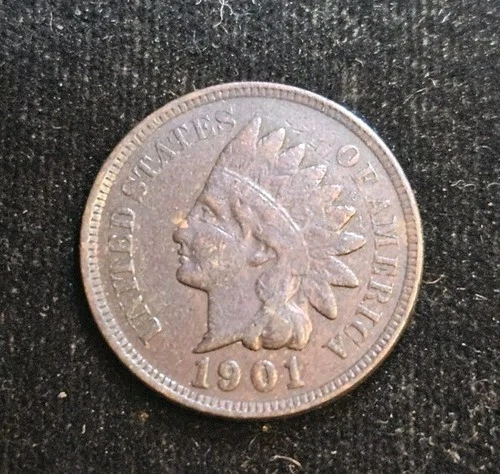 VF 1901 Bronze Indian Head Cent KM# 90a Dark