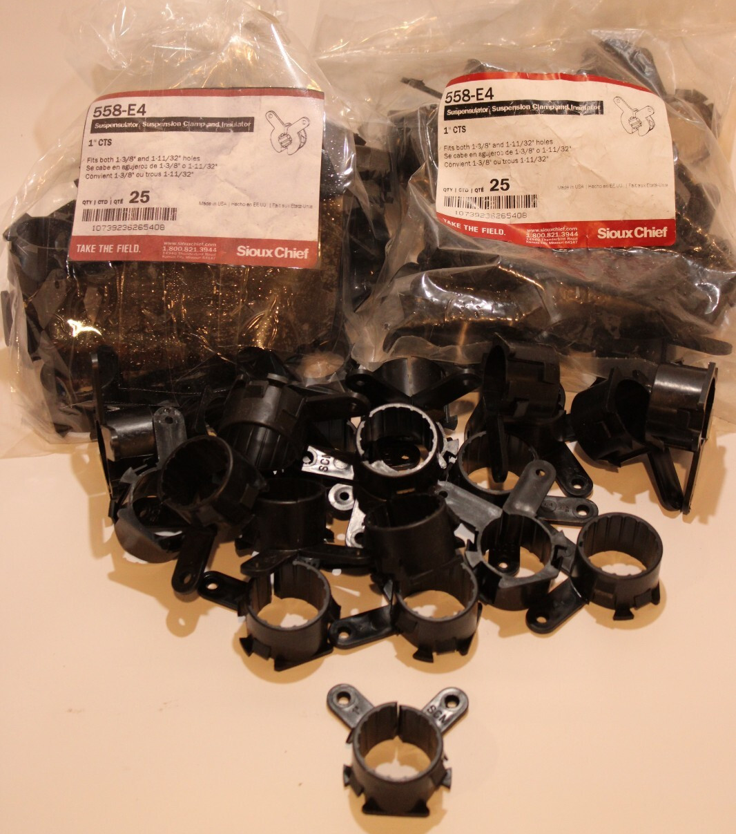 Sioux Chief 558-E4 - 1" CTS Suspension Clamps for Copper, PEX Piping - Lot of 70