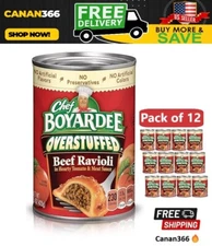 (12 Pack) Chef Boyardee Overstuffed Beef Ravioli in Tomato Meat Sauce, 15 Ounce