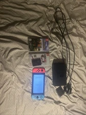 Nintendo Switch With All Cords And 3 Games 