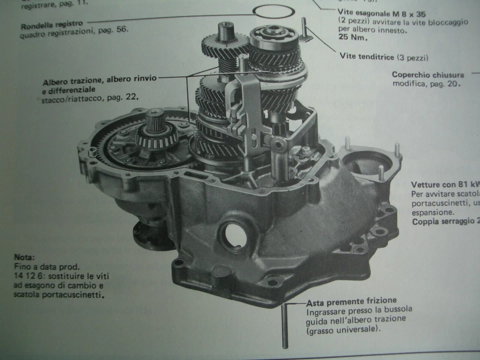 GUIDA ALLE RIPARAZIONI DEL CAMBIO MECCANICO A 4 MARCE (MOD. 020) DELLA GOLF E SC - Immagine 2 di 4