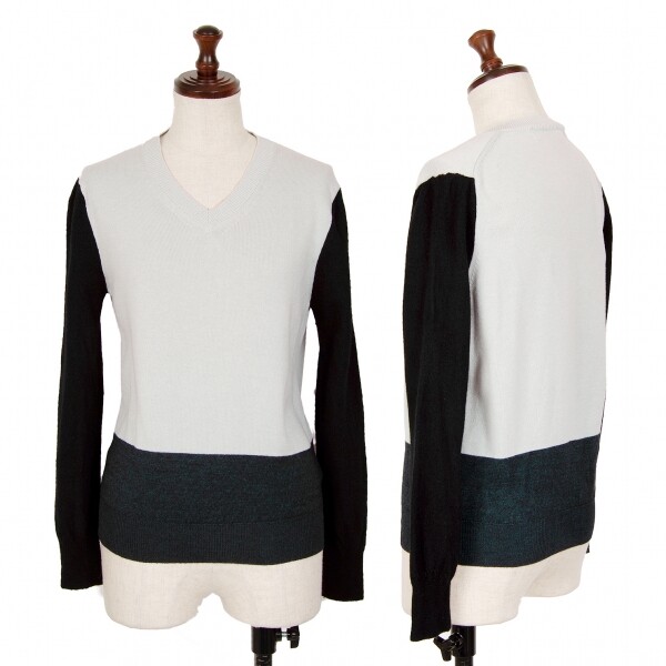 トップス robe de chambre COMME des GARCONS Knit robe de chambre COMME des GARCONS Tricolor V Neck Knit
