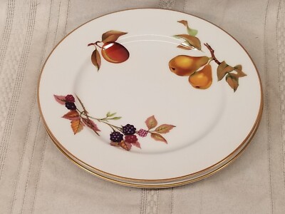2 Royal Worcester Evesham 8  Salad Plates Gold Trim England