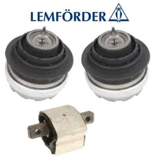 OEM Engine Hydraulic Motor Mount Set + Transmission Mount 3pc Mercedes Lemforder