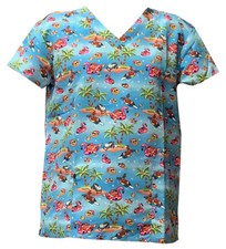 Women's Halloween Christmas Medical Scrub Jingle on the Bath Blue M