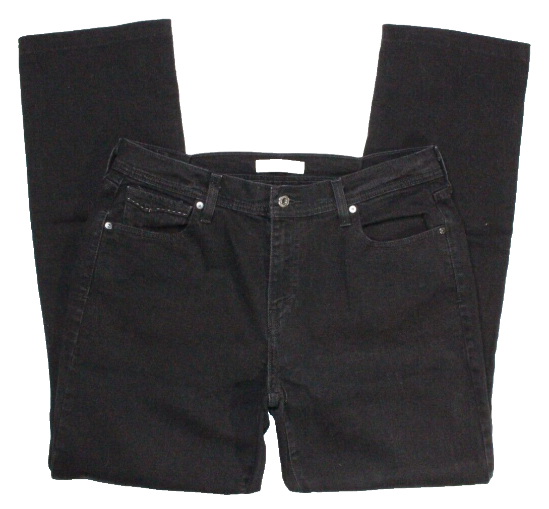 Levis 505 Straight Leg Womens Black Jeans Stretch Denim Hemmed • Size