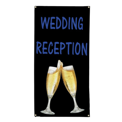 Vertical Vinyl Banner Multiple Sizes Wedding Marriage Black Champagne Lifestyle